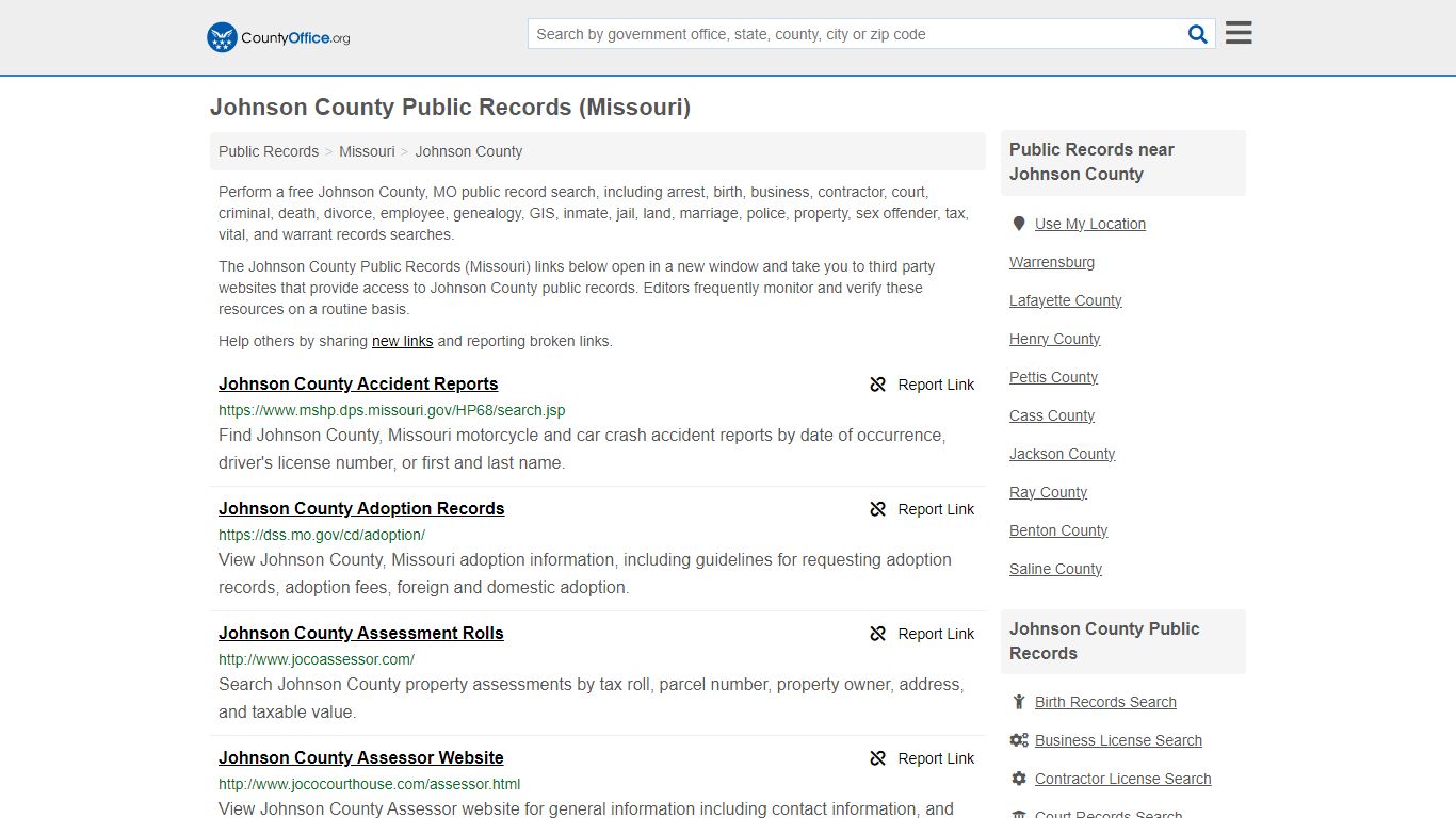 Public Records - Johnson County, MO (Business, Criminal, GIS, Property ...