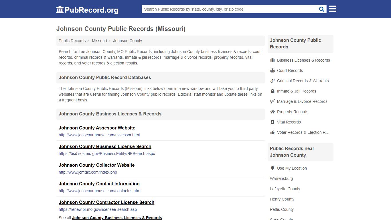 Johnson County Public Records (Missouri) - PubRecord.org